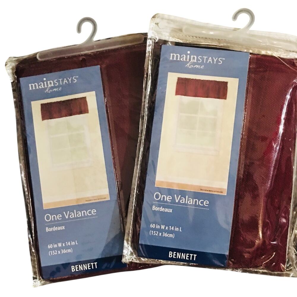 Mainstays Bordeaux Bennett Valance Set of 2